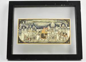 lot 89 image: Framed Painting of a South Asian Procession
