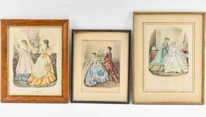 lot 111 image: Three Framed La Mode Illustree Fashion Prints