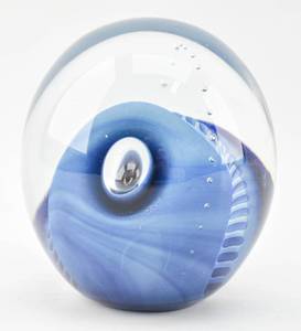 lot 169 image: Robert Eickholt Abstract Blue Glass Paperweight Sculpture