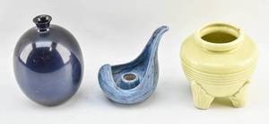 lot 141 image: 3 Signed Ceramic Vessels