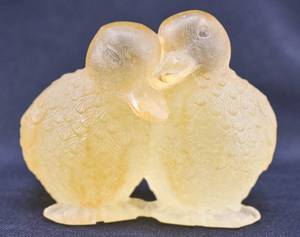 lot 173 image: Daum France Pate de Verre Yellow Frosted Glass Duckling Sculpture