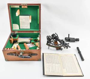 lot 174 image: 1972 Simex Mariner Sextant with U.S. Navy Dep. Altitude and Azimuth Table