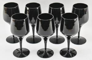 lot 192 image: 7 Black Morgantown Wine Glasses