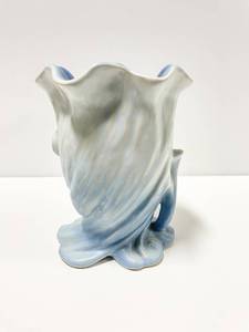 lot 2 image: Weller Pottery Arts & Crafts Style Bluebell Vase with Tulips