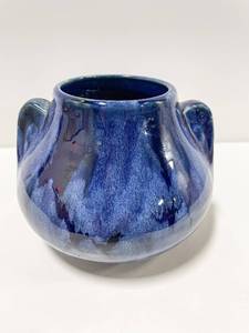 lot 6 image: Cobalt Blue Ceramic Ear Handle Vessel (Likely Brush McCoy)