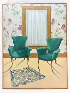 lot 182 image: Bruce Hustad Sarahs Wallpaper Original Oil Painting