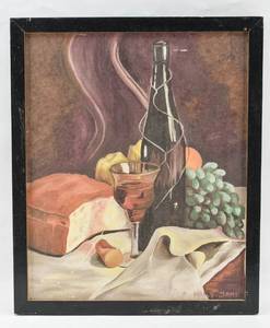 lot 181 image: Still Life Oil Painting on Canvas, Signed Mary Jane