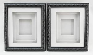 lot 206 image: Pair of Black Decorated Wooden Shadow Box Style Frames
