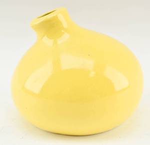 lot 210 image: Pacific Rim Small Yellow Ceramic Vase with Tilted Mouth