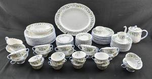 lot 1 image: 88 Pc. Shelley English Porcelain Harebell Dinnerware Set