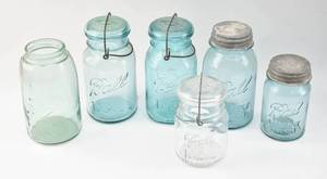 lot 215 image: 6 Antique and Vintage Ball Mason Jars