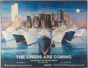 lot 4 image: LARGE Pitigliani New York Harbour Festival 1977 Poster