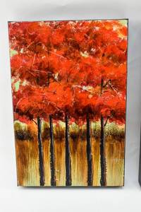 lot 244 image: Fall Colors Painting on Canvas Triptych Signed Joe