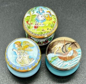 Three Halcyon Days Enamel Trinket Boxes