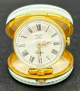 Halcyon Days Enamel Quartz Travel Clock