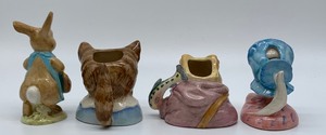 Set of Four Character Creamers, including Jeremy Fisher, Beswick Beatrix, Tom Kitten and Mrs. Flopsy Bunny