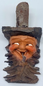 Lot of Five Fun Hand Carved Wood Carved Faces