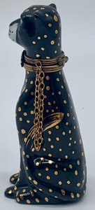 Vintage Porcelain Cheetah with Chain Limoges Peint Main Trinket Box