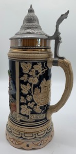 Set of Two Beautiful German Steins - One Marzi and Remi Musical and King Fox German Lidded Beer Stein