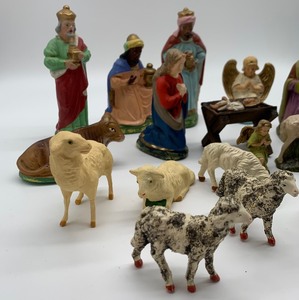 Vintage Paper Mache Nativity Set From West Germany - 24 Pieces Included