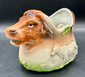 Vintage Long Horn Cow Figurine Creamer Pitcher