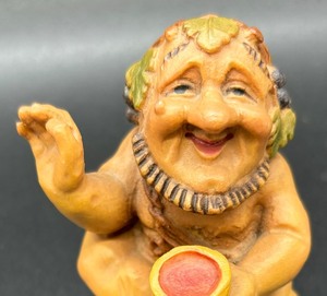 Anri Hand Carved Little Folk Salvans Carved Wine Taster Figurine