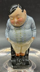Royal Doulton Fat Man Figurine on a Silver Plated Dish