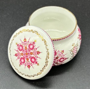 Pretty Pink and White Enamel Trinket Box by Arta