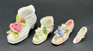 Four Vintage Porcelain Shoe Figurines