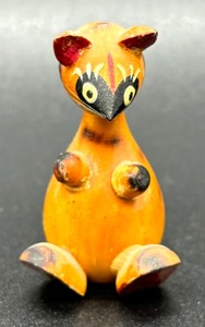 Four Vintage Wooden Bobble Head Figurines