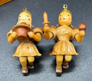 Vintage Wooden Ornaments and Candle Holder