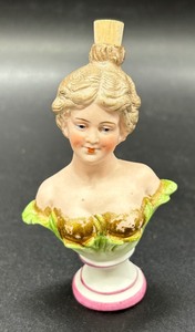 Two Porcelain Bisque Bust Scent  Perfume Bottles