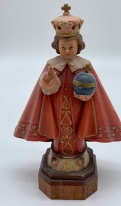 Set of Five Wood Figurines - Including Jesus of Prague Toriart Hand Carved Figurine  and Swiss Made Figurines