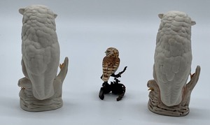 Adorable Owls Set of Three - Including Two White Procelain