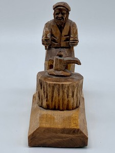 Vintage Wooden Hand Carved Shoe Maker by M. Blanchet