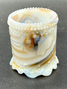 Two Vintage Slag Glass Toothpick Holders