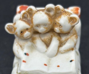 Vintage Three Bears in a Bed Porcelain Figurine
