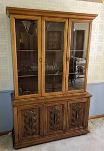 Vintage Wood Display Cabinet Hutch