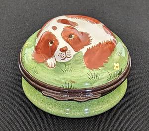 Halcyon Days Enamel Spaniel Dog Trinket Box