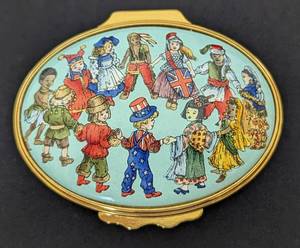 Halcyon Days Enamel Children of the Millennium Trinket Box