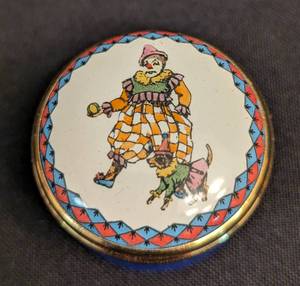 Halcyon Days Enamel Clown and Dog Trinket Box