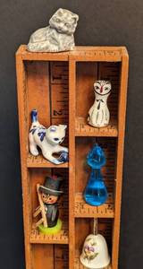 Unique Wood Ruler Shelf and Miniature Figurines