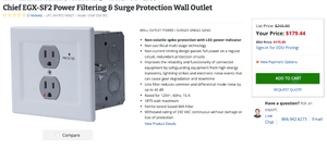 lot 325 image: Power Filtering Surge Protection Wall Outlet