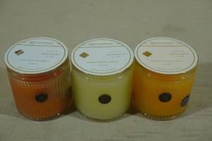 lot 129 image: 3 Aromatique Candles -Orange, Sorbet, Agave Pineapple