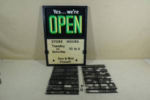 lot 160 image: Open Sign with Plastic Alphabet