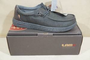 lot 211 image: Lamo Mens Paul Waxed Charcoal Slip-On Shoes -Size 14