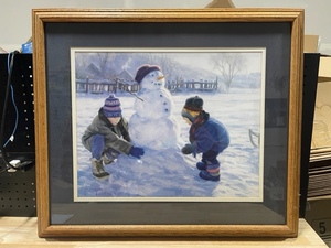 Framed Snowman Hanging Picture
