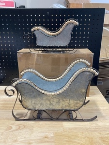 New 2 Galvanized Metal Sleighs