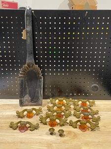 Vintage Metal CoalAsh Shovel and Vintage Drawer Pulls