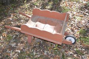 lot 223 image: Little Red Wooden CartWheelbarrow
